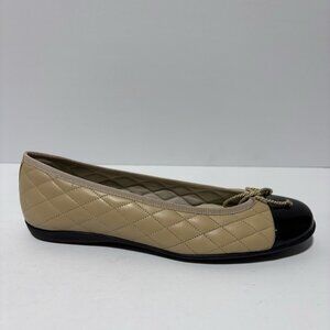 French Sole Women’s Passport Beige/Black Ballet Flats, Size 7.5 M
